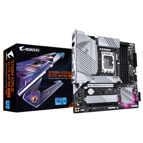 Placa de Baza GIGABYTE B760M AORUS ELITE WIFI6E GEN5 LGA1700, 4x DDR5, 1x HDMI 1x DP, 1x PCIE 5.0 x16 1x PCIE 4.0 x16, 2x M.2, 4x SATA 6GB/s, mATX