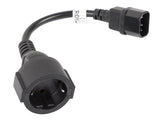 Cablu adaptor IEC 320 C14  Schuko(F) pentru UPS 20 cm negru