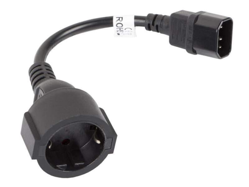 Cablu adaptor IEC 320 C14  Schuko(F) pentru UPS 20 cm negru