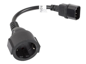 Cablu adaptor IEC 320 C14  Schuko(F) pentru UPS 20 cm negru