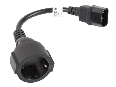 Cablu adaptor IEC 320 C14  Schuko(F) pentru UPS 20 cm negru