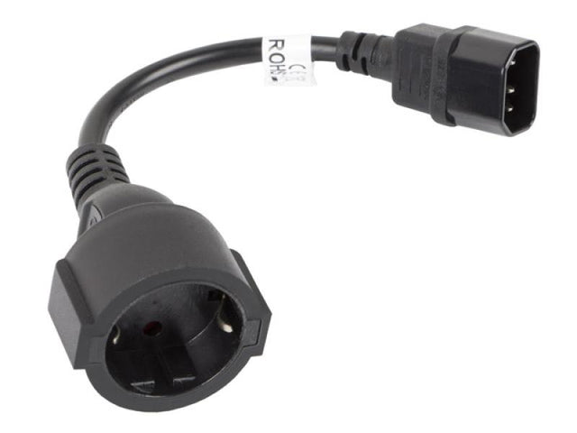 Cablu adaptor IEC 320 C14  Schuko(F) pentru UPS 20 cm negru