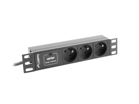 Unitate distributie alimentare PDU 10", 1U, 16A, 3 prize , negru