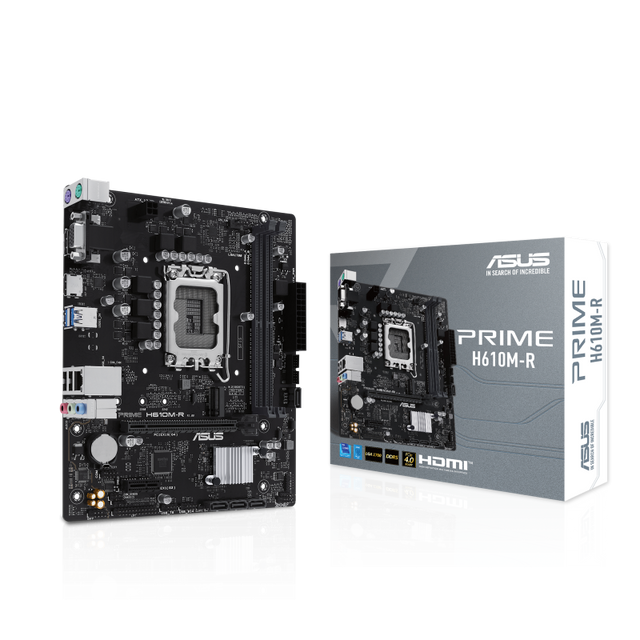Placa de Baza ASUS PRIME H610M-R LGA1700, 2x DDR5, 1x DP 1x VGA 1x HDMI, 1x PCIE 4.0 x16 1x PCIE 3.0 x1, 1x M.2, 4x SATA 6GB/s, mATX