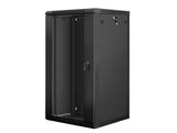 Dulap rack 19" perete 22U / 600x600 (flat pack) cu ușă din sticlă, negru  V2