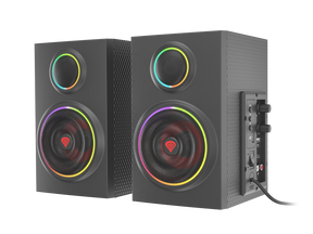 Sistem audio 2.0 Genesis HELIUM 300BT, putere totala RMS 24 W, frecventa raspuns 100 - 20000 Hz, material lemn, iluminare ARGB, negru