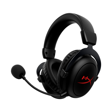 Casti gaming wireless HyperX Cloud II Core, DTS Headphone:X Spatial Audio, autonomie bateria pana la 80 de ore, dongle 2.4GHz, spuma cu memorie, microfon detasabil, PC, negru