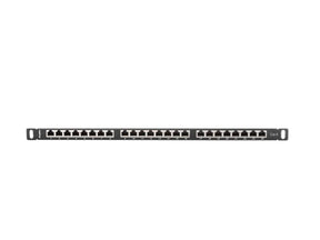 Patch panel 24 porturi 0,5U 19" Cat.6 FTP cu organizator cabluri, ecranat, negru