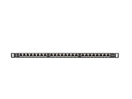 Patch panel 24 porturi 0,5U 19" Cat.6 FTP cu organizator cabluri, ecranat, negru