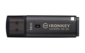 Kingston Technology IronKey Locker+ 50 G2. Capacity: 32 GB, Device interface: USB Type-A, USB version: 3.2 Gen 1 (3.1 Gen 1), Read speed: 145 MB/s, Write speed: 115 MB/s. Form factor: Cap. Weight: 22.94 g. Product colour: Black