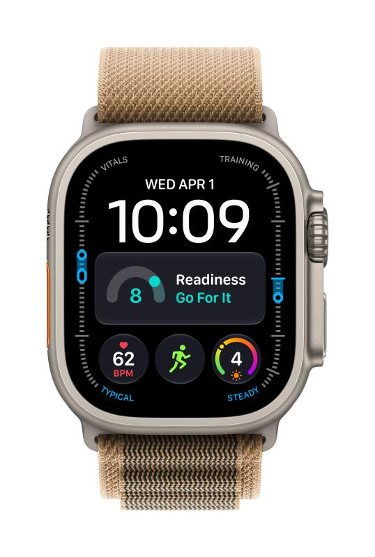 Apple Watch Ultra 4 GPS + Cellular 49mm Natural Titanium Case with Desert Alpine Loop - L
