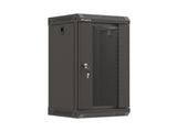 Dulap rack 10" perete 9U / 300x300 (flat pack) cu ușă din sticlă, negru