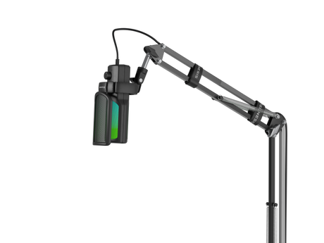 Brat cu microfon Genesis Radium 251, tip Condenser, model cardioid, suport fix, conectivitate USB-C, raspuns in frecventa 50 - 16.000 Hz, sensibilitate 40 dB, lungime cablu 200 cm, negru