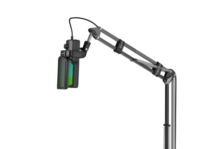 Brat cu microfon Genesis Radium 251, tip Condenser, model cardioid, suport fix, conectivitate USB-C, raspuns in frecventa 50 - 16.000 Hz, sensibilitate 40 dB, lungime cablu 200 cm, negru