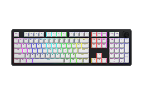 Tastatura wireless Hator Skyfall 100, interfata 2.4GHz, BT5.3, USB, polling rate 1000Hz, capacitate baterie 4000mAh, switch HATOR Aurum Lemon linear, material tasta OMA, buton de control multimedia, sistem de anulare a zgomotului integrat, alb-negru
