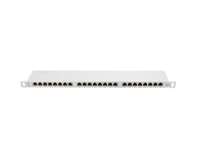 Patch panel 24 porturi 0,5U 19" Cat.6 FTP cu organizator cabluri, ecranat, gri