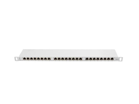 Patch panel 24 porturi 0,5U 19" Cat.6 FTP cu organizator cabluri, ecranat, gri