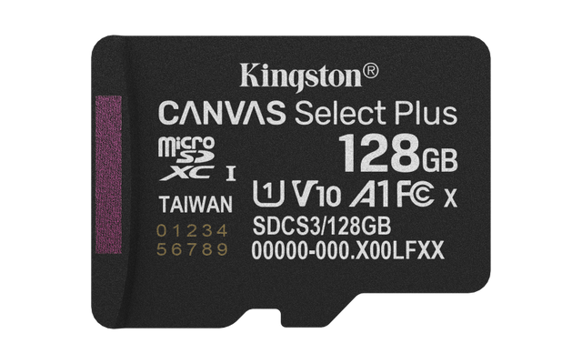 Card de Memorie MicroSDXC Kingston,128GB,Canvas Select Plus,Fara Adaptor