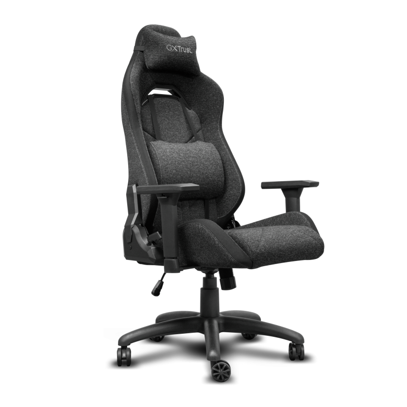 Scaun gaming Trust GXT 723 Ruya Comfortable, 5 roti, ridicare pe gaz clasa 4, adjustabil pe inaltime, material elastic fabric, greutate maxima suportata 150 kg, negru