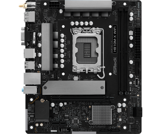 Placa de baza ASRock H810M-X WiFi, LGA 1851, DDR5, Micro-ATX