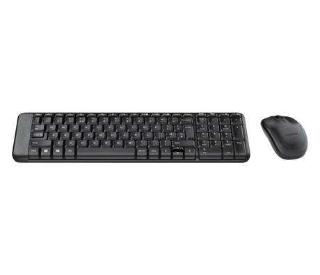 Logitech 920-003161. Keyboard form factor: Mini. Keyboard style: Straight. Connectivity technology: Wireless, Device interface: RF Wireless, Keyboard layout: QWERTY, Recommended usage: Office. Product colour: Black. Mouse included
