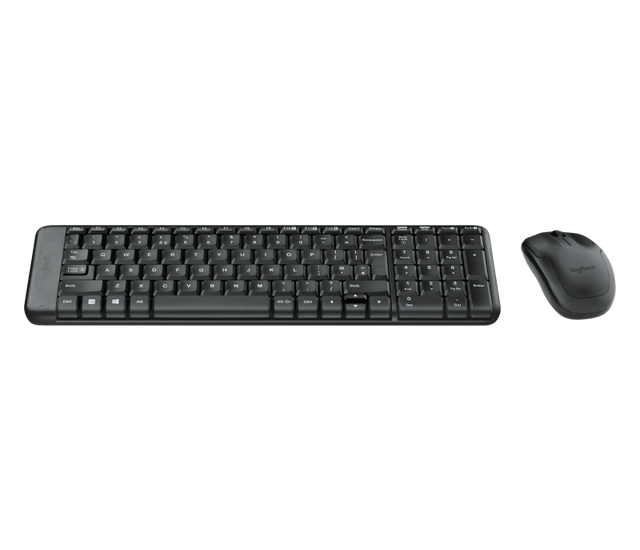 Logitech 920-003161. Keyboard form factor: Mini. Keyboard style: Straight. Connectivity technology: Wireless, Device interface: RF Wireless, Keyboard layout: QWERTY, Recommended usage: Office. Product colour: Black. Mouse included
