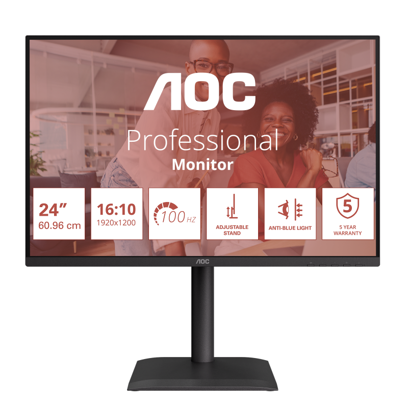 Monitor Consumer AOC X24E4U, 24", 1920 x 1200 pixeli, Black, 5 ani Garantie