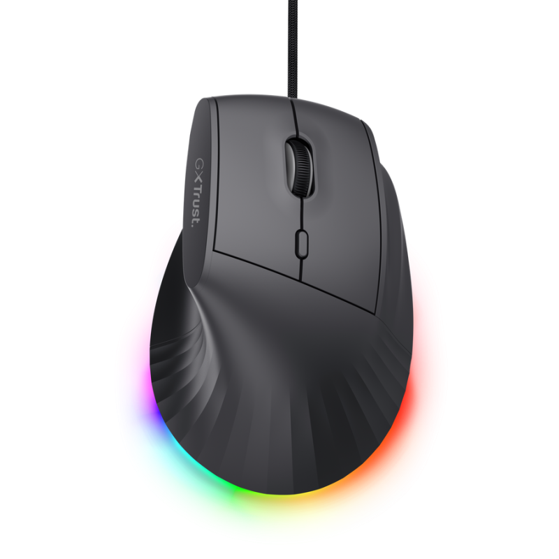 Mouse ergonomic cu fir Trust GXT 145 Rexxa, conectivitate USB-A, rezolutie maxima 12800 dpi, negru
