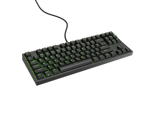 Tastatura gaming mecanica cu fir Genesis Thor 404 TKL, iluminare RGB, switch Linear, switch model Gateron Yellow Pro, numar taste 87, 11 butoane multimedia, lungime cablu 1.8m, dimensiuni 358 x 133 x 38 mm, negru
