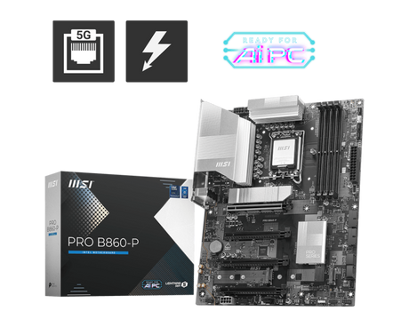 Placa de Baza MSI PRO B860-P LGA1851, 4x DDR5, 1x HDMI 1x DP 1x Type-C DP, 4x PCIE x16, 3x M.2, 4x SATA 6GB/s, ATX