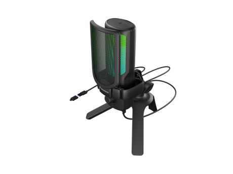 Microfon Genesis Radium 250, tip Condenser, model cardioid, suport fix, conectivitate USB-C, raspuns in frecventa 50 - 16.000 Hz, sensibilitate 40 dB, lungime cablu 200 cm, negru