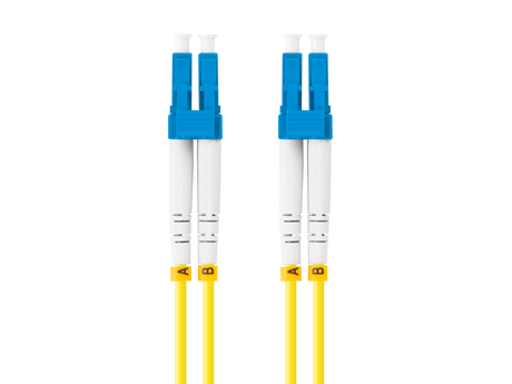 Patch cord fibră SM LC/UPC-LC/UPC duplex 5 m LSZH G657A1 3,0 mm galben