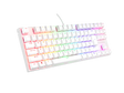 Tastatura gaming mecanica cu fir Genesis Thor 303 TKL, iluminare RGB, switch Linear, switch model Outemu Pitch Silent, numar taste 87, 11 butoane multimedia, lungime cablu 1.8m, dimensiuni 355 x 136 x 36 mm ,alb