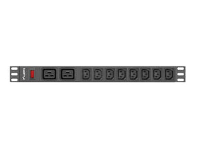 Unitate distributie alimentare PDU 19", 1U, 16A, 2 prize C19 si 8 prize IEC C13, negru, C20