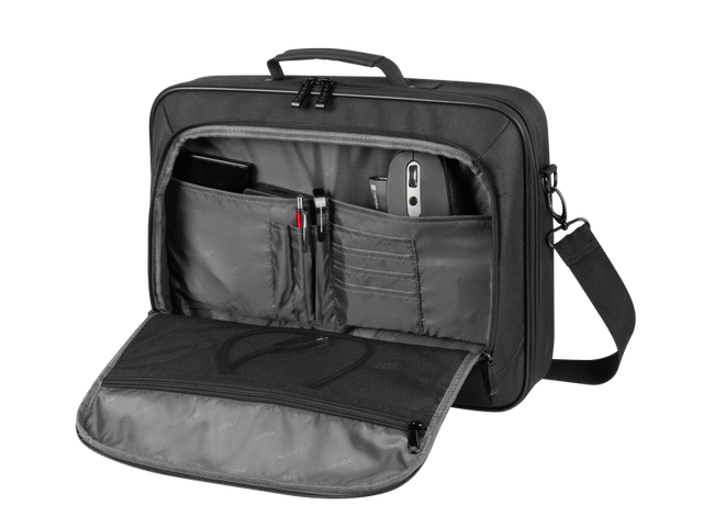 Geanta laptop Natec Boxer Lite, compatibilitate dimensiune laptop 15.6"-16", 2 compartimente, material Polyester 600D, negru