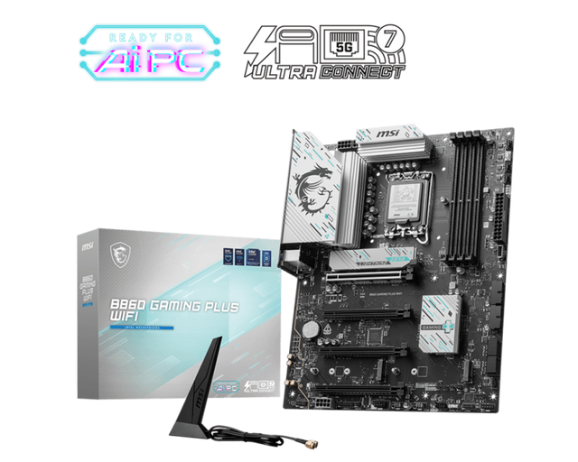 Placa de Baza MSI B860 GAMING PLUS WIFI LGA1851, 4x DDR5, 1x HDMI 1x DP 1x Type-C DP, 4x PCIE x16, 3x M.2, 4x SATA 6GB/s, ATX