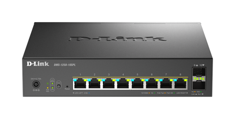 Switch D-Link DMS-1250-10SPL, 8 porturi Gigabit, 2 porturi SFP+, Protocol 802.3bt+802.3af/at, rackabil