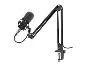 Microfon Genesis Radium 300 STUDIO XLR, tip electret condenser, model cardioid, suport fix, conectivitate Mini Jack 3.5 mm, XLR, , raspuns in frecventa 630 - 16000 Hz, sensibilitate -38 dB, lungime cablu 250 cm, negru