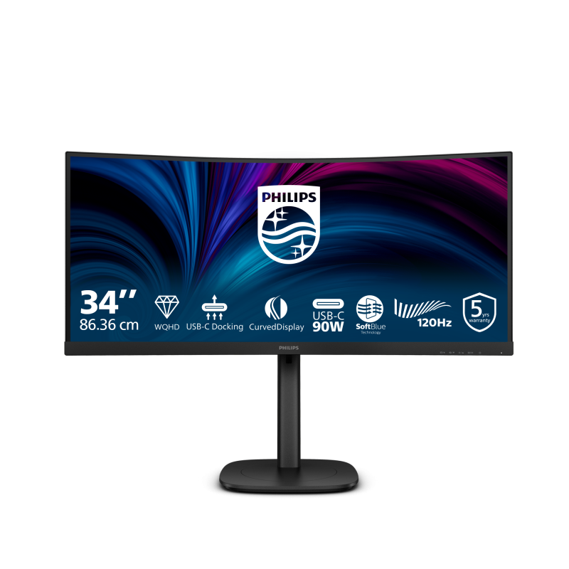 Monitor Consumer Philips 34B2U3600C/00, 34", 3440 x 1440 pixeli, Black, 5 ani Garantie