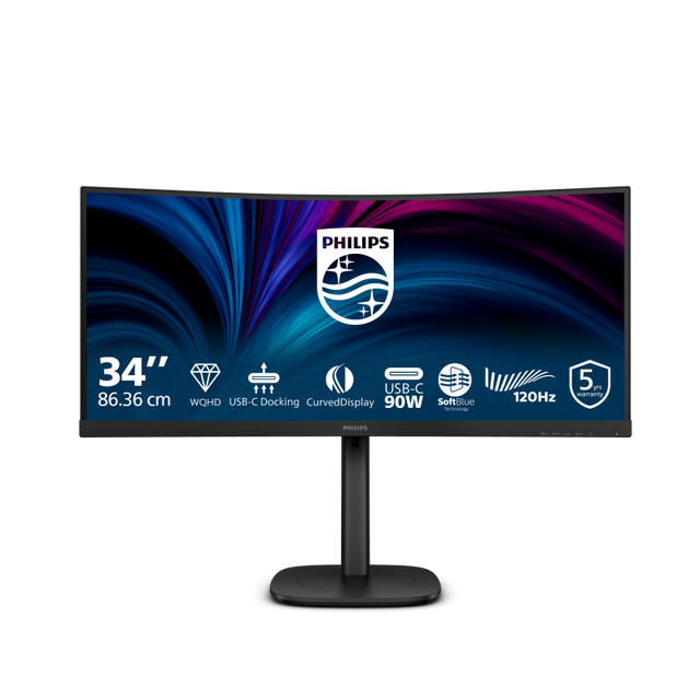 Monitor Consumer Philips 34B2U3600C/00, 34", 3440 x 1440 pixeli, Black, 5 ani Garantie