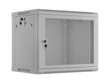 Dulap rack de perete 19", 9U, 600x450 mm, usa perforata, gri,