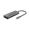 Adaptor Trust Dalyx 6-1, 4 porturi USB, material rABS (ABS Copolymer) 98%, HDMI V 2.0 (3840*2160@60Hz, 1080P@120HZ, Giga Lan (1Gbps, gri