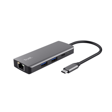 Adaptor Trust Dalyx 6-1, 4 porturi USB, material rABS (ABS Copolymer) 98%, HDMI V 2.0 (3840*2160@60Hz, 1080P@120HZ, Giga Lan (1Gbps, gri