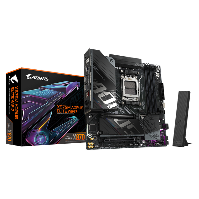 Placa de baza Gigabyte X870M AORUS ELITE WIFI7, Socket AM5, DDR5, Micro-ATX