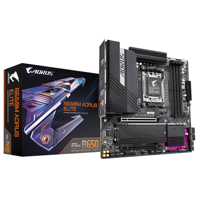Placa de Baza GIGABYTE B650M AORUS ELITE AM5, 4x DDR5, 1x DP 1x HDMI, 2x PCIE 4.0 x16, 2x M.2, 4x SATA 6GB/s, mATX