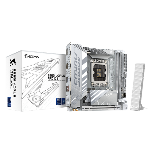 Placa de Baza GIGABYTE B860I AORUS PRO ICE LGA1851, 2x DDR5, 1x Intel Thunderbolt 1x DP 1x HDMI, 1x PCIE 5.0 x16, 2x M.2, 2x SATA 6GB/s, mini- ITX
