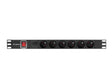 Unitate distributie alimentare PDU 19", 1U, 16A, 6 prize , negru