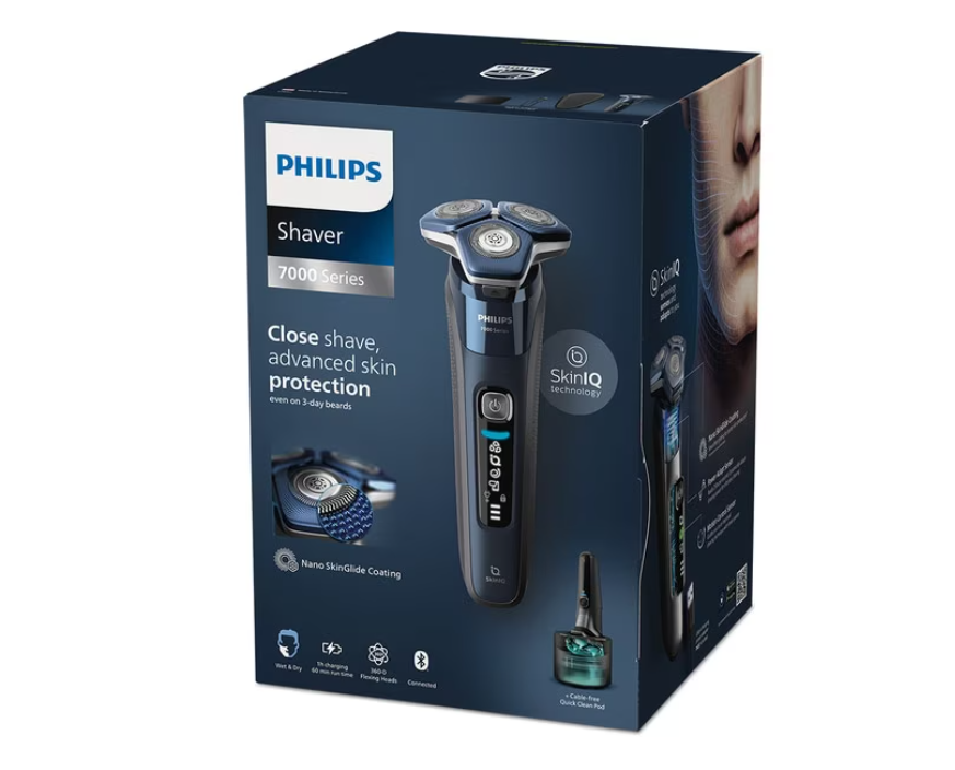 Aparat de Ras PHILIPS Shaver Series 7000 S7886/55, Acumulator, Autonomie 60 min, SkinIQ, Negru