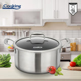 SEMIOALA INOX+CAPAC STICLA IN 3 STRATURI 28x13 CM, 7 L, TITANIUM3, COOKING BY HEINNER