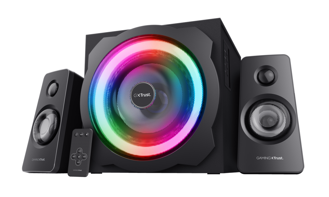Sistem 2.1Trust GXT629 Tytan cu fir, USB 2.1, putere maxima RMS 120W, frecventa raspuns 20 Hz - 20.000 Hz, negru